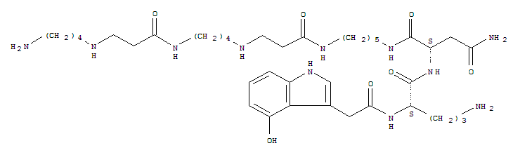 L-天冬氨酰胺,N2-[(4-羥基-1H-吲哚-3-基)乙酰基]-L-鳥氨?；?N1-(23-氨基-7,16-二羰基-6,10,15,19-四氮雜二十三碳-1-基)-(9CI)